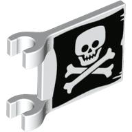 Flag 2 × 2 Square [Thick Clips] with Skull and Crossbones (Jolly Roger) print, Dual Sided White