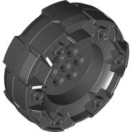 Wheel Hard Plastic, Treaded with 7 Pin Holes and 6 Small Holes Schwarz