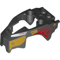 Fairing, Fly Wheel, Lion Shape with Gold Armor and Red Flames Print Schwarz