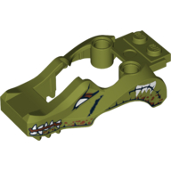Fairing, Fly Wheel, Crocodile Shape with Reddish Brown and White Crocodile Print Olive Green