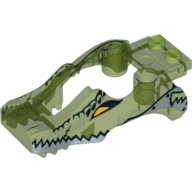 Fairing, Fly Wheel, Crocodile Shape with Silver Crocodile Print Trans-Bright Green