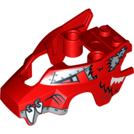 Fairing, Fly Wheel, Wolf Shape with Fangs and Silver and White Print Red