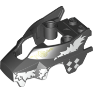 Fairing, Fly Wheel, Wolf Shape with White Checkerboard and Skunk Markings Print Black