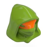 Minifig Head Special, Hood with Orange Face, Lime Eyes pattern (Frak) Lime