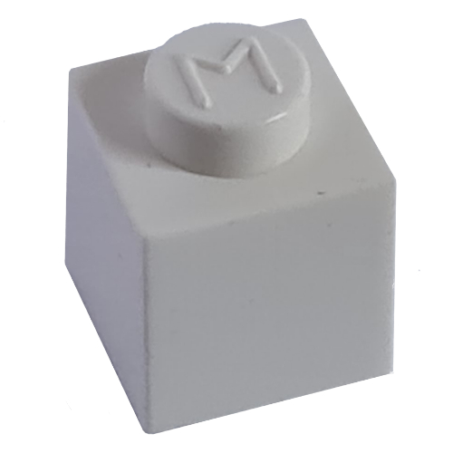 Modulex Stein 1 × 1 mit M auf Noppe Modulex White