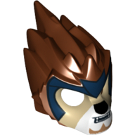 Mask Lion with Tan Face and Dark Blue Headpiece Print Reddish Brown