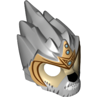 Mask Lion with Tan Face, Gray and White Beard and Gold Crown Print Light Bluish Gray