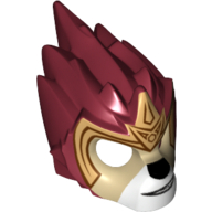 Mask Lion with Tan Muzzle, Black Face Details and Gold Crown Print Dark Red