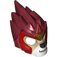 Mask Lion with Tan Face and Gold Crown Small Print Dunkelrot