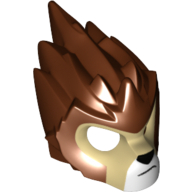 Mask Lion with Tan Face and Crooked Frown Print Reddish Brown