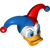 Minifig Head Special, Duck with Red and Blue Jester Hat Print (Donald) Weiß
