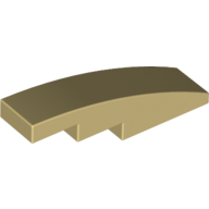 Brick Curved 4 × 1 No Studs [Stud Holder with Symmetric Ridges] Tan