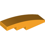 Brick Curved 4 × 1 No Studs [Stud Holder with Symmetric Ridges] Bright Light Orange