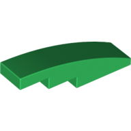 Brick Curved 4 × 1 No Studs [Stud Holder with Symmetric Ridges] Green