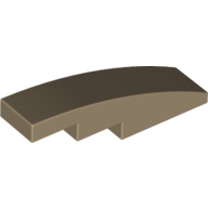 Brick Curved 4 × 1 No Studs [Stud Holder with Symmetric Ridges] Dark Tan