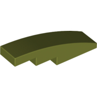 Brick Curved 4 × 1 No Studs [Stud Holder with Symmetric Ridges] Olivgrün