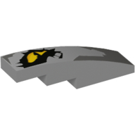 Brick Curved 4 × 1 No Studs with Yellow Dragon Eye print [Stud Holder with Symmetric Ridges] Hellblaugrau