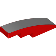 Brick Curved 4 × 1 with White print Red