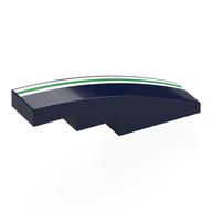 Brick Curved 4 × 1 No Studs with White/Green/White Stripes print Dark Blue