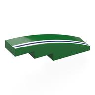 Brick Curved 4 × 1 No Studs with White/Dark Blue/White Stripes print Green