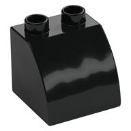 Duplo Brick 2 × 2 × 1 1/2 with Curved Top Black