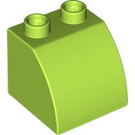 Duplo Brick 2 × 2 × 1 1/2 with Curved Top Lime