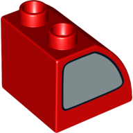 Duplo Stein 2 × 2 × 1 1/2 mit gebogen oben und silber Fenster Druck beidseitig Rot