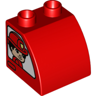 Duplo Brick 2 × 2 × 1 1/2 with Curved Top with Firefighters, Male on Right, Female on Left Print Rot