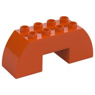Duplo Stein 2 × 6 × 2 gebogen mit 2 × 2 Aussparung auf unten Rotorange