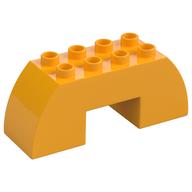 Duplo Brick 2 × 6 × 2 Curved with 2 × 2 Cutout on Bottom Bright Light Orange