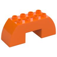 Duplo Stein 2 × 6 × 2 gebogen mit 2 × 2 Aussparung auf unten Orange