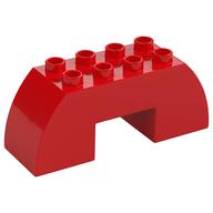 Duplo Stein 2 × 6 × 2 gebogen mit 2 × 2 Aussparung auf unten Rot