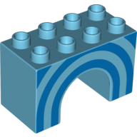 Duplo Brick 2 × 4 × 2 Arch with Blue Half Circles Print Mittelazur