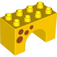 Duplo Brick 2 × 4 × 2 Arch with Dark Orange Spots Print Yellow