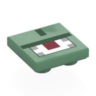 Tile Special 2 × 2 Inverted with Pixelated Dark Green, Dark Red, White and Gray Print (Minecraft Guardian) Sand Green