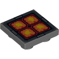 Tile Special 2 × 2 Inverted with 4 Orange, Red and Yellow Rounded Squares Print Dark Bluish Gray