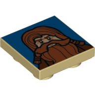Tile Special 2 × 2 Inverted with Red Haired Dwarf on Blue Background Print Beige