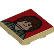 Tile Special 2 × 2 Inverted with Frodo Baggins on Red Background Print Beige