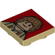 Tile Special 2 × 2 Inverted with Bilbo Baggins on Red Background Print Tan