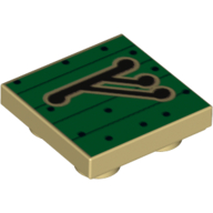 Tile Special 2 × 2 Inverted with Fëanorian 'G' Rune on Green Planks Print Beige