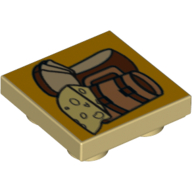 Tile Special 2 × 2 Inverted with Food and Drink on Yellow Background Print Tan