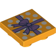 Tile Special 2 × 2 Inverted with White dots on gift paper and Medium Lavender ribbon and bow print Leuchtendes Hellorange