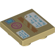 Tile Special 2 × 2 Inverted with Package Box Top with Postage Stamp, Packing Tape and Address Labels Print Tan