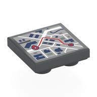 Tile Special 2 × 2 Inverted with Navigation Map print Dark Bluish Gray