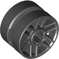 Wheel 14mm D. x 9.9mm with Centre Groove, Fake Bolts and 6 Spokes Black