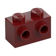 Brick Special 1 × 2 with 2 Studs on 1 Side Dark Red