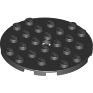 Plate Round 6 × 6 with Hole Black