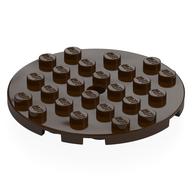 Plate Round 6 × 6 with Hole Dark Brown