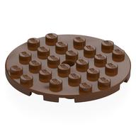Plate Round 6 × 6 with Hole Reddish Brown