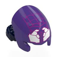 Hair and Helmet, Dark Blue Double Buns, White Spider-Fangs, Dark Pink Webbings Print Dunkellila
